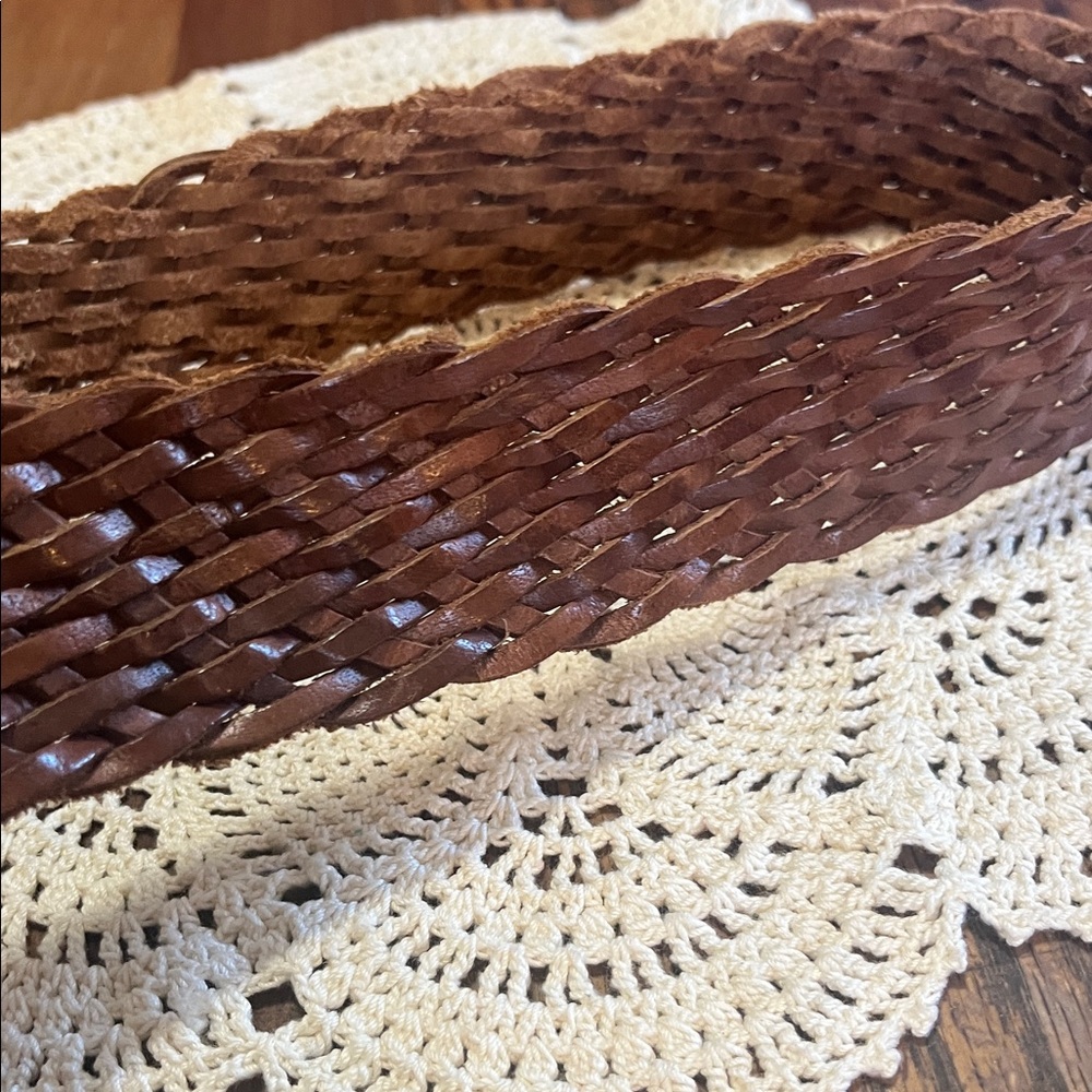 Vintage Woven Brown Leather Belt - Picture 3 of 5